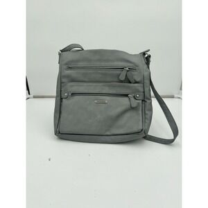 Multi-Sac Gray Faux Leather Crossbody Purse 4 differnt storage compartments EUC